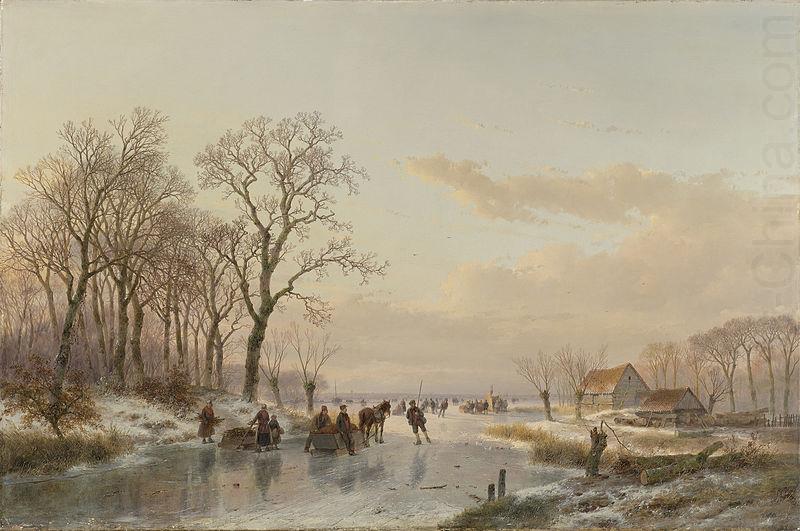 Andreas Schelfhout Een bevroren vaart bij de Maas